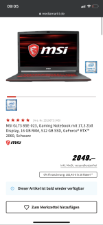MSI GL73 8SE Zuschlagen? #gamingnotebook #i7 #8750h | HardwareDealz Forum