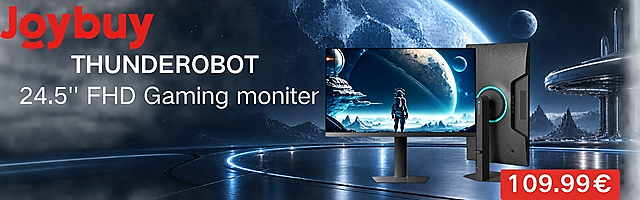 Werbebanner zu der Joybuy Werbekampagne auf www.joybuy.de: Thunderobot 24.5" FHD Gaming Monitor für 109.99 €