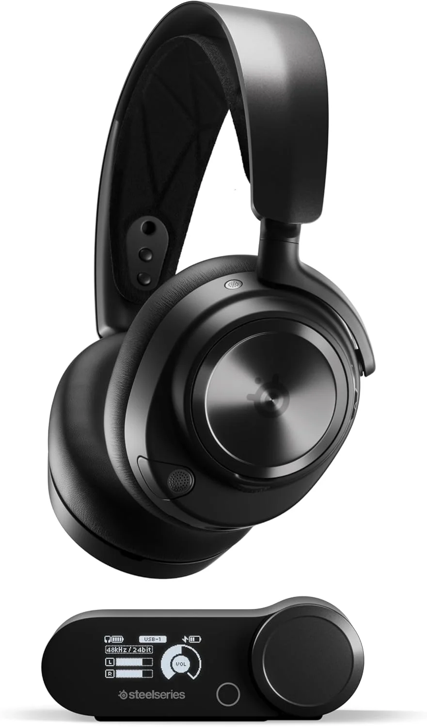 SteelSeries Arctis Nova Pro Wireless (inkl. Basisstation, 2x Akkus always wireless, ANC, Simultanes Audio, Umgebungsmodus, Virtual Surround, geschlossen)