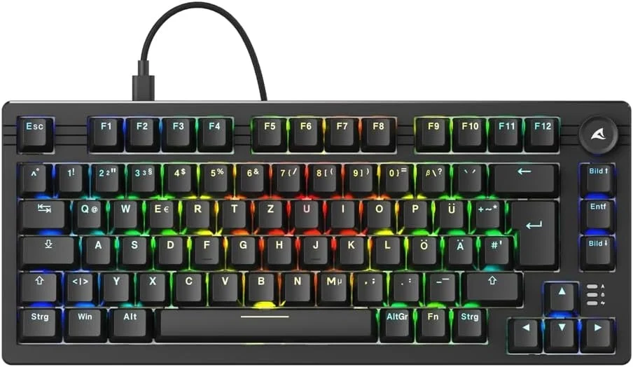 Sharkoon Skiller SGK25 (TKL-Format, lineare vorgeschmierte Huano Red 50M Switches, Drehregler)