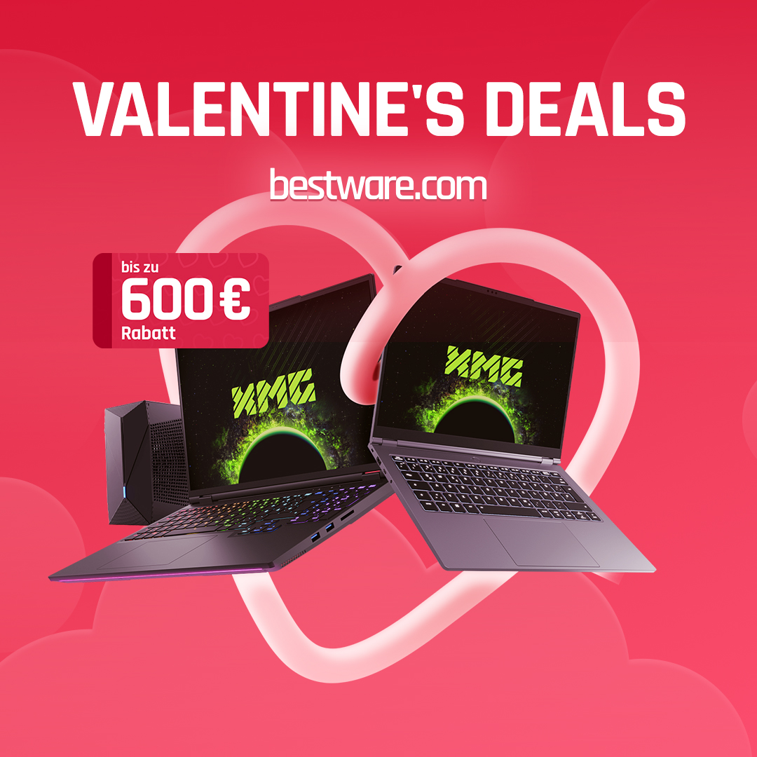 ♥️ VALENTINE’S DEALS auf bestware.com - Krasse Rabatte für XMG Gaming-Laptops, -Ultrabooks und Prebuilds!!