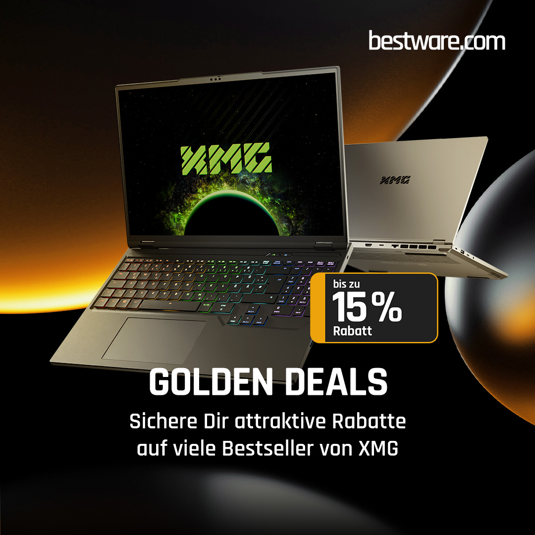 Bis zu -480€ oder -15% auf XMG Gaming-Laptops, -Ultrabooks und Prebuilds!! - GOLDEN DEALS auf bestware.com
