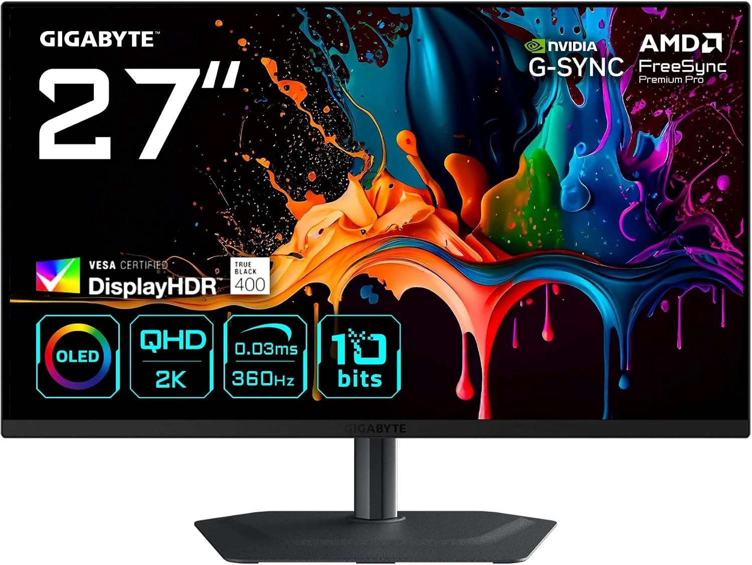 GIGABYTE (360Hz, QD-OLED, 26,5", WQHD, FreeSync Premium, 99% DCI-P3, KVM, HDMI 2.1)