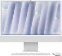 Apple iMac 24", silber, M4 - 8 Core CPU / 8 Core GPU, 16GB RAM, 256GB SSD, 1Gb LAN [2024] (MWUC3D/A / Z1E2)