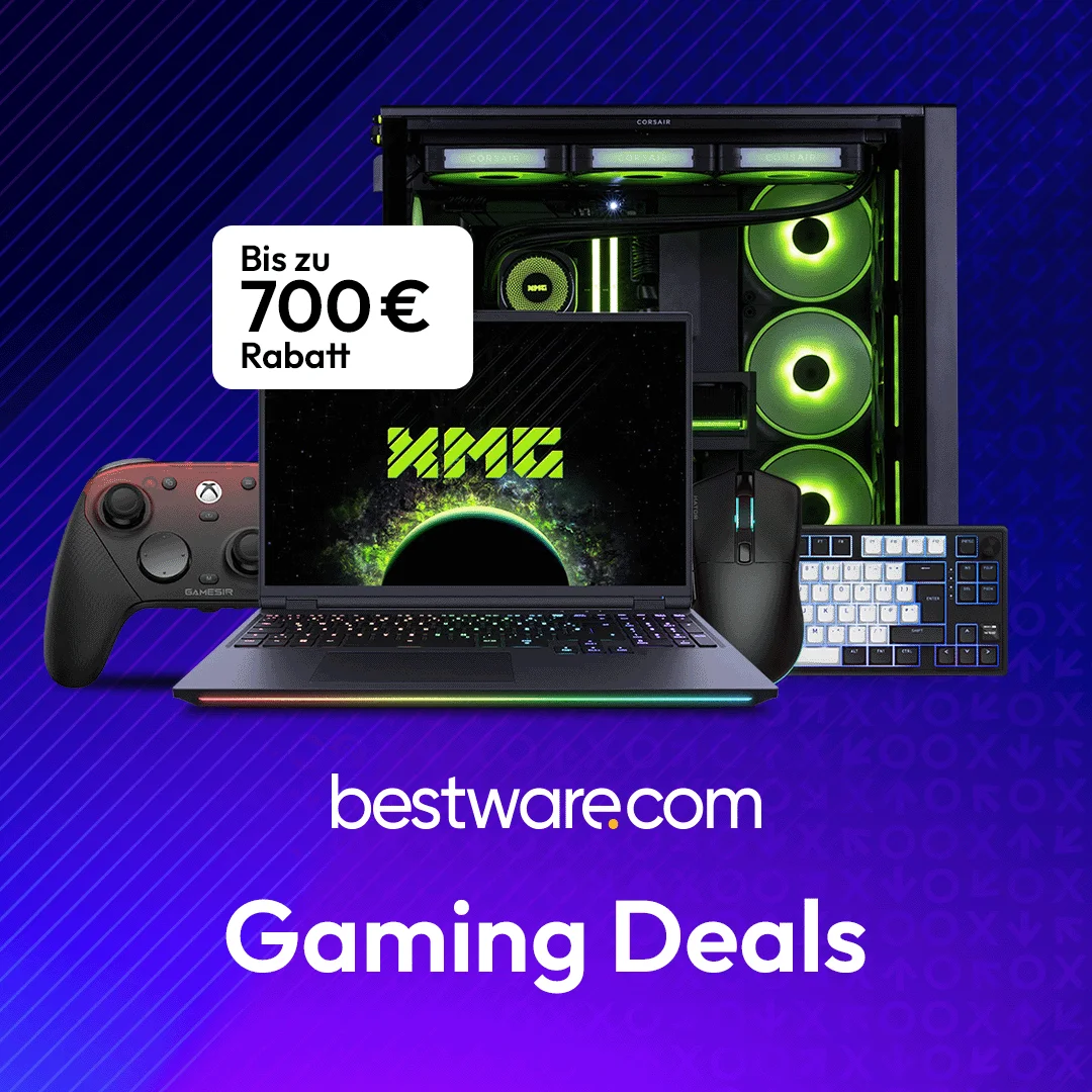 bis zu -700€ Rabatt auf XMG Gaming-Laptops, -PCs und -Zubehör - GAMING DEALS auf bestware.com