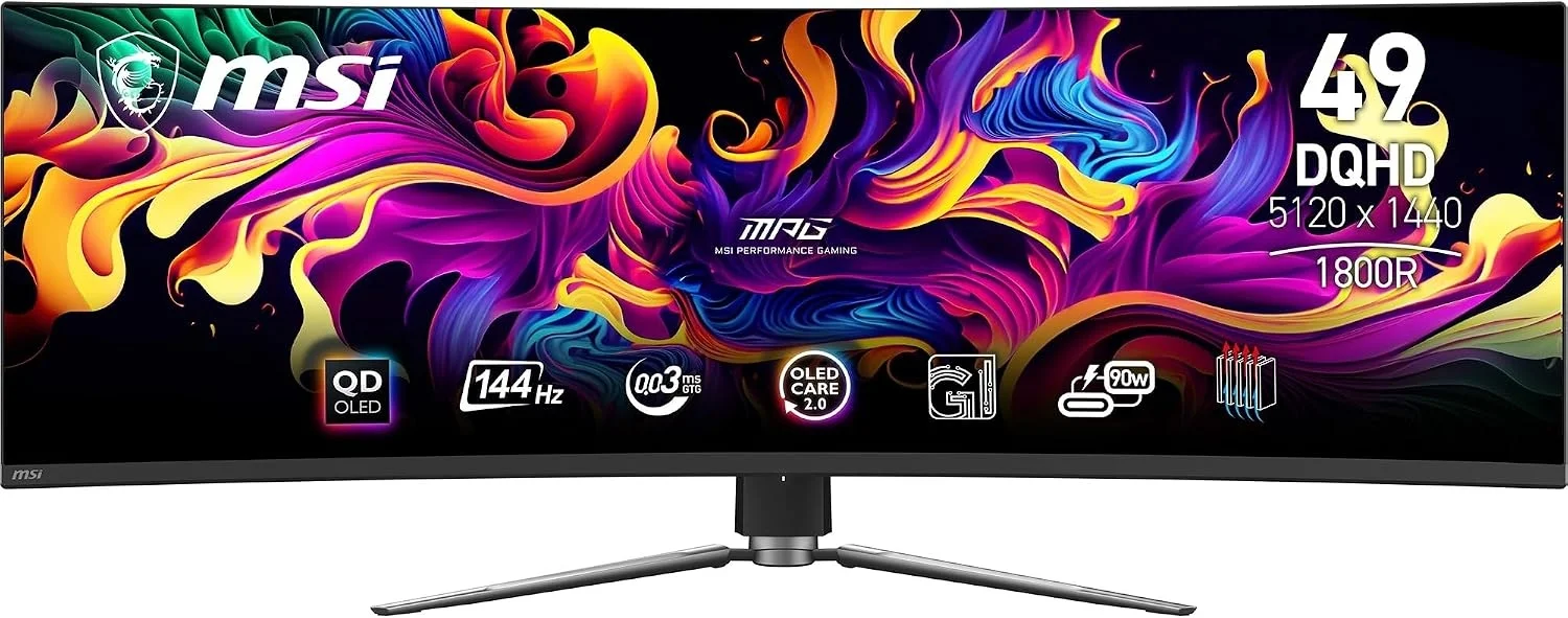 MSI MPG QD-OLED (Curved, 49", 5120x1440 (DQHD), 144Hz, FreeSync Premium Pro, 99% DCI-P3)