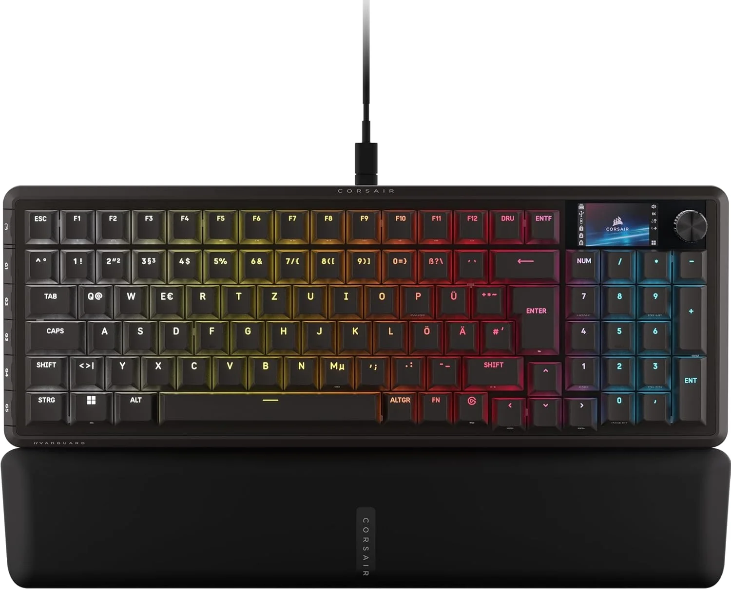 Corsair Vanguard PRO 96 Hall Effect (96%, 150M MGX Hyperdrive Switches, 1,9" LCD-Display, Drehregler, Metallgehäuse, Double-Shot PBT)