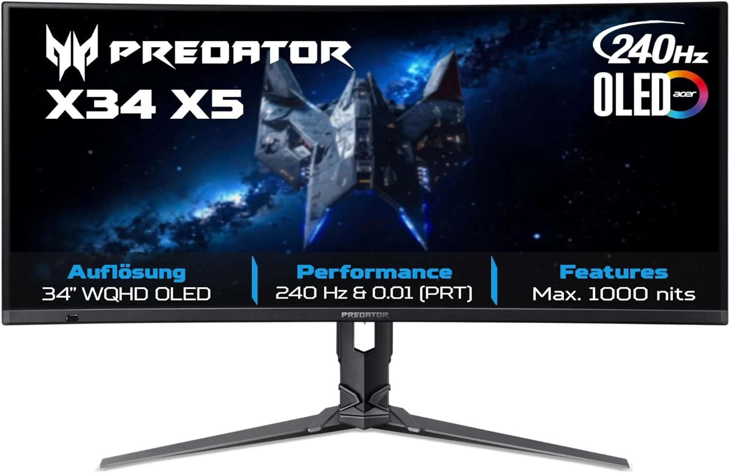 Acer Predator Ultrawide (240Hz, UWQHD, QD-OLED, curved, FreeSync Premium Pro, 99% DCI-P3)