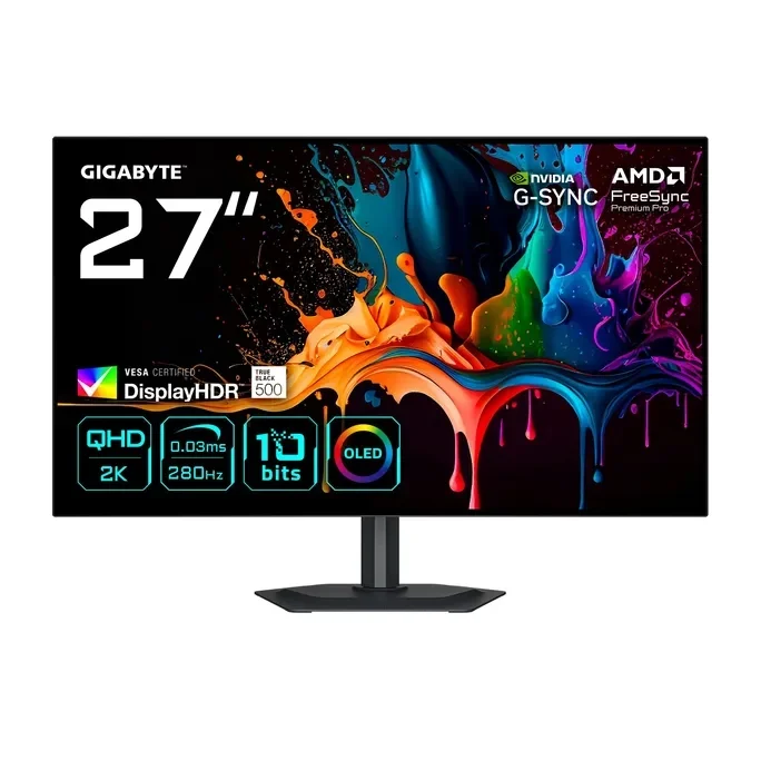 GIGABYTE Monitor (280Hz, WQHD, 27", RGB Tandem WOLED, FreeSync Premium Pro, G-Sync, 99,5% DCI-P3)