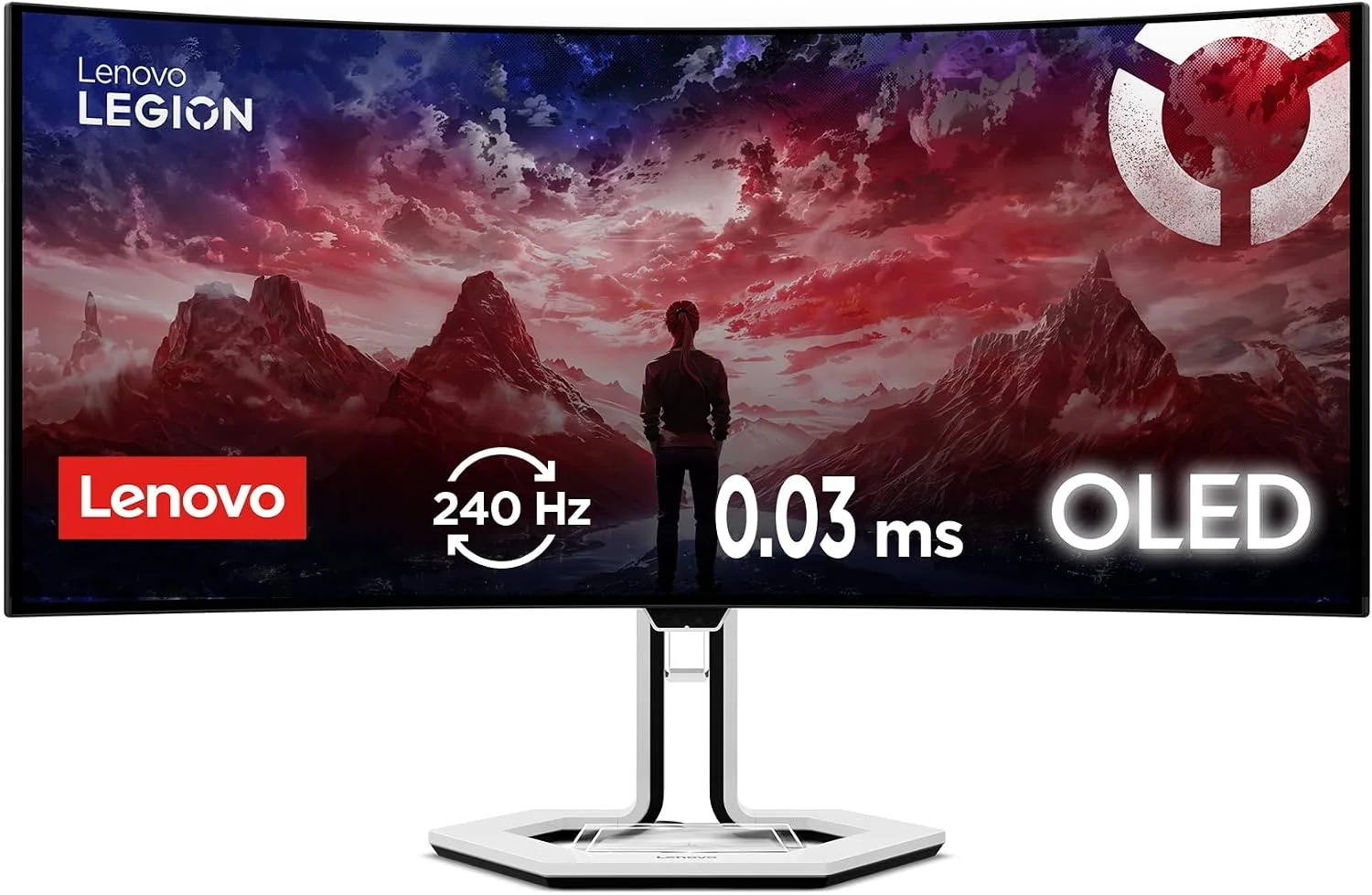 Lenovo Legion Pro (240Hz (OC), 34", UWQHD, Curved WOLED, FreeSync Premium Pro, 98,5 % DCI-P3, Anwesenheitssensor, KVM-Switch)
