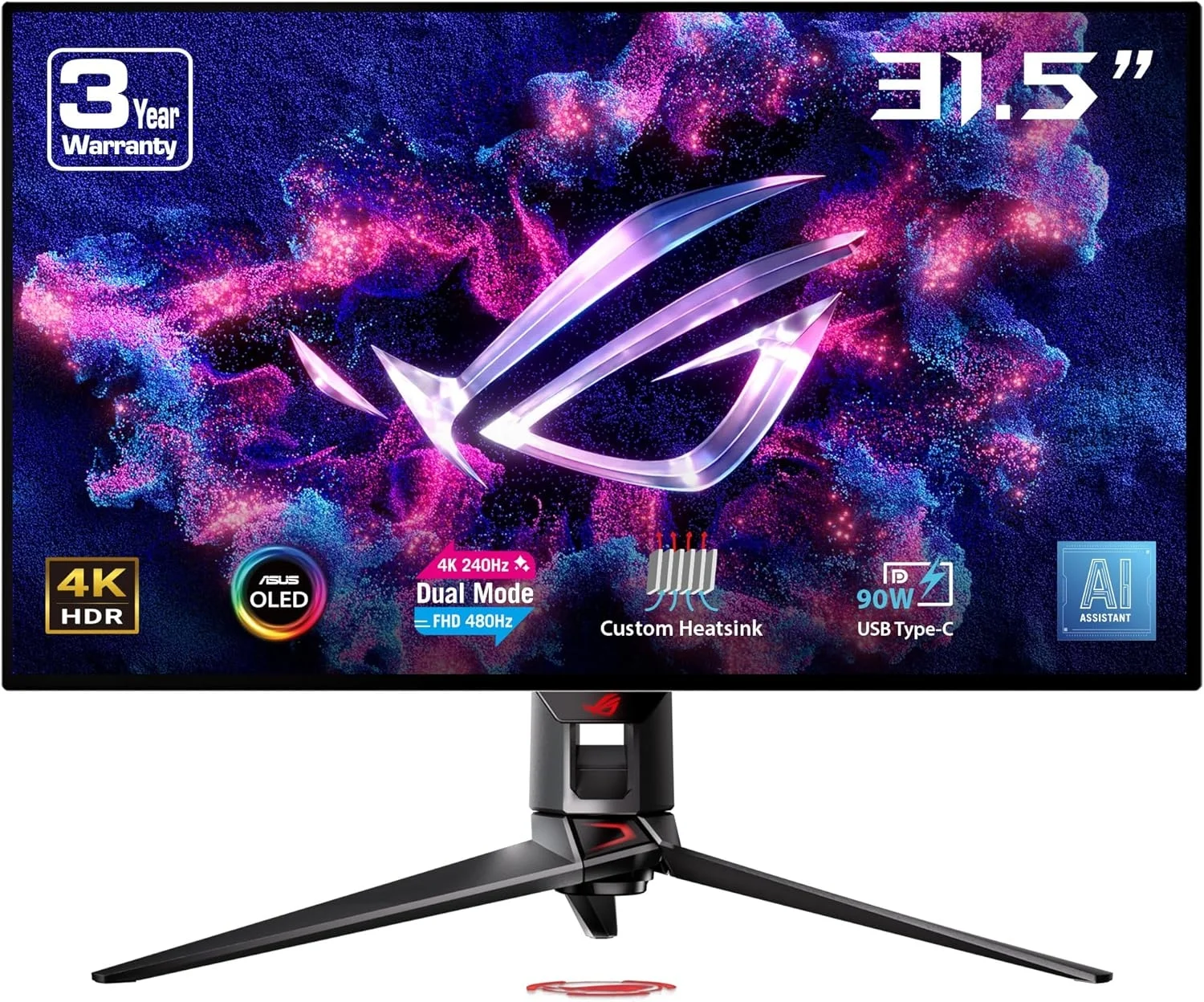 ASUS ROG Swift OLED (240Hz (3840x2160), 480Hz (1920x1080), 31.5", WOLED, ASUS ELMB, G-Sync, 99 % DCI-P3)