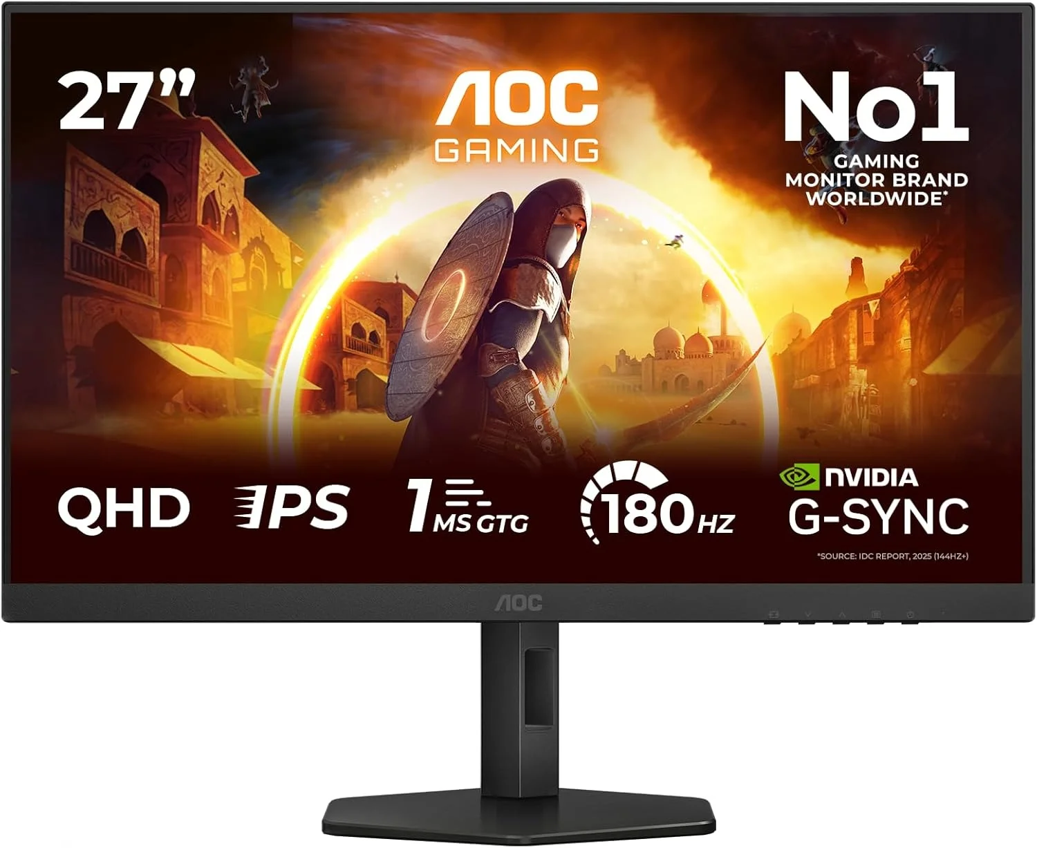 AOC Monitor (27", WQHD, 180Hz, IPS, Adaptive Sync, 100% sRGB, typ. 450cd/m²) für 139€!!