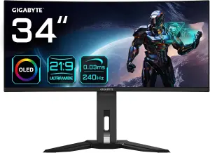 Gigabyte QD-OLED (Curved, 240Hz, 34", FreeSync Premium Pro, KVM, 99% DCI-P3)