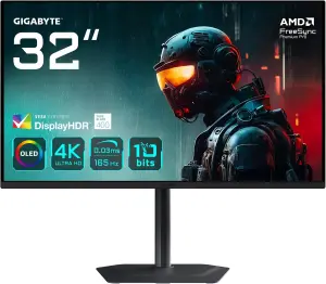 GIGABYTE QD-OLED (4K UHD, 31,5", 165Hz, FreeSync Premium Pro, 99% DCI-P3, HDMI 2.1, KVM)