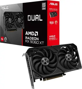 ASUS Dual Radeon RX 9060 XT (16GB GDDR6, +20MHz Boost, +20MHz Game, 150W TGP)