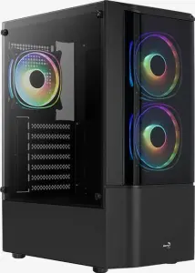 AeroCool Quantum [V3], schwarz, Lüfter LED RGB, Glasfenster 